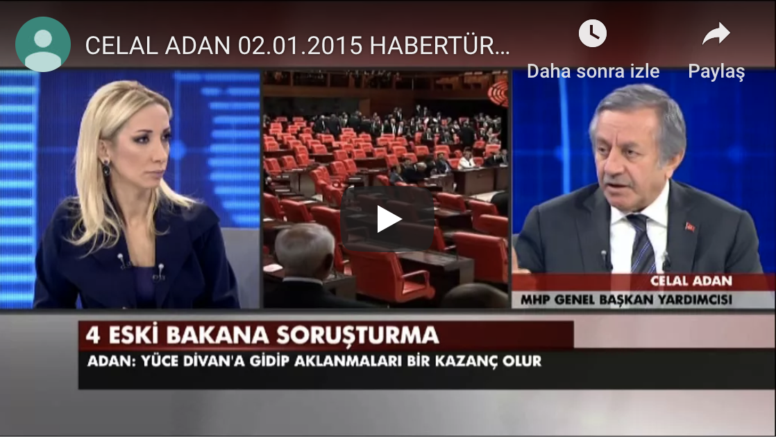 MHP GNL BŞK YRD İST MV SAYIN CELAL ADAN'IN 30 ARALIK 2014 TARİHLİ YAZILI BASIN AÇIKLAMASI